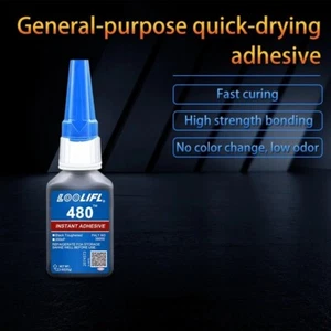 20ML Negro Súper Pegamento 480 Para Plástico Madera Metal Goma Neumáticos Zapatos Reparación (D) - Imagen 1 de 7
