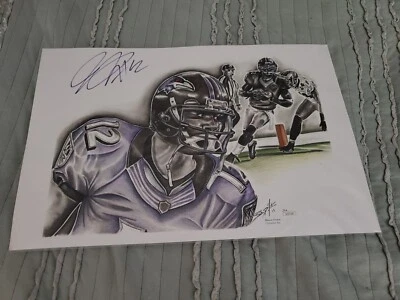 Litografía artística autografiada por Ravens Jacoby Jones 12x18 Shswn Forton. Jsa Foto 1 de 3