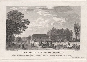 Château De Madrid Neuilly Bois De Boulogne Paris Gravure Estampe Engraving 1780 - Picture 1 of 1