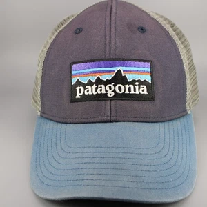 Gorra Patagonia Azul Gris Snap Back Trucker P-6 Logo Envejecido Caminata Exterior - Imagen 1 de 10