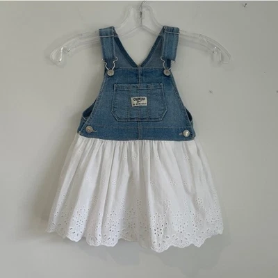 OshKosh B'gosh Denim Top Eyelet Skirt Dress, Toddler Girl Size 2T - Image 1 of 4
