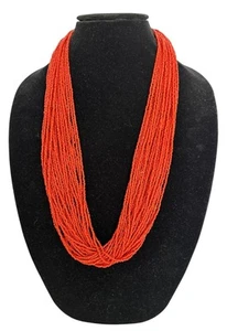 Collana Corallo Rosso Navajo Nativi Americani Heishi Sud Ovest 30 Fili Vintage 30" - Foto 1 di 14