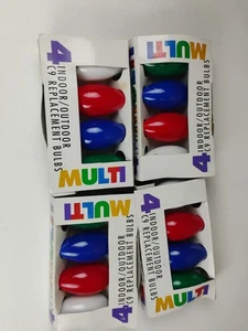 Vintage 4x Boxes Indoor/Outdoor Multi Color C9 CHRISTMAS Bulbs White Red Blue Gr - Picture 1 of 3