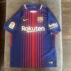 BARCELONA 2017 2018 HOME FOOTBALL SHIRT SOCCER JERSEY NIKE Men’s Medium - Picture 1 of 15