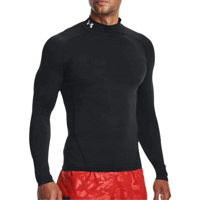Under Armour HeatGear Mock Mens Training Top Black Long Sleeve Gym Compression - Image 1 of 3
