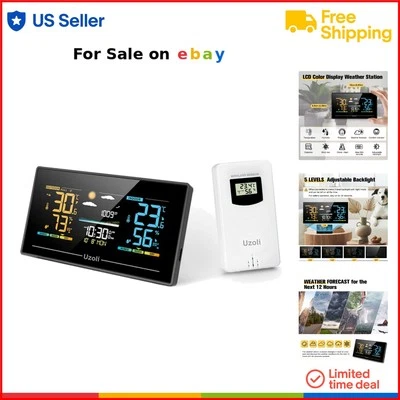 Wireless Indoor Outdoor Weather Station Thermometer Hygrometer Digital - Image 1 of 4