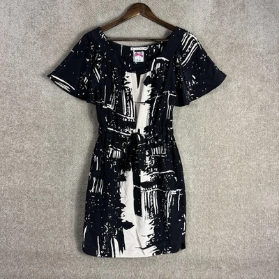 Yoana Baraschi Dress Womens 4 Black White Silk Short Sleeve Made in USA NYC - Image 1 of 4