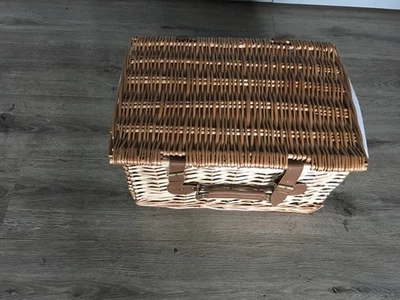 Cowshed Wicker Basket/hamper Lined Leather Look Straps 43cmL 30cm W 22cm D EMPTY - Image 1 of 4