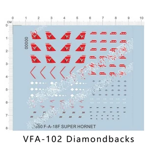 Calcomanía de agua para aviones portaaviones 1/350 F/A-18F Hornet VFA-102 Diamondbacks CVW-5 - Imagen 1 de 1