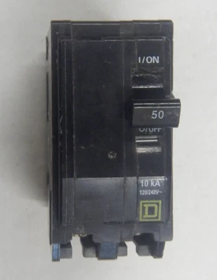 Square D QO250 Plug-On Circuit Breaker 2 Pole 50 Amp 240V 10kA USED - Image 1 of 4