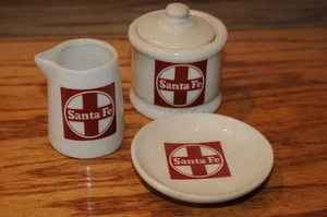 Vintage Santa Fe Eisenbahn Milchkännchen Zuckerdose Deckel & Teebeutelhalter Railrroadiana - Bild 1 von 19