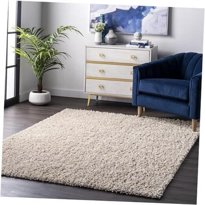  Kara Solid Shag Area Rug - 6'7" x 9' Shag Area Rug Casual Beige Rugs for  - Image 1 of 4