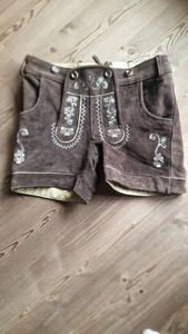 Womens Genuine Suede Lederhose Shorts Size 38 Oktoberfest - Picture 1 of 6