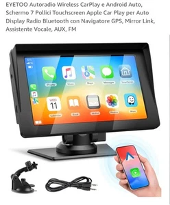 Autoradio Wireless CarPlay Android Auto Schermo 7 Pollici Touchscreen Apple - Imagen 1 de 23