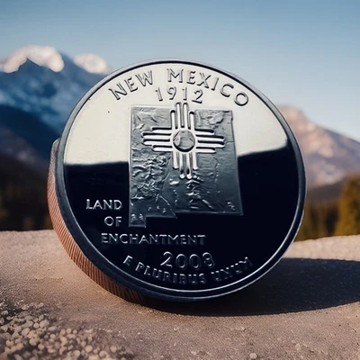 2008 S New Mexico State Quarter Gem Proof Deep Cameo CN-Clad Coin - Image 1 of 2