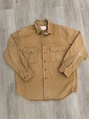 CC FILSON TAN CANVAS COTTON SHIRT, Mens Large Long-Sleeve w/Chest Pockets - Image 1 of 4