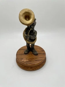 Ron Lee Zinn Hobo Clown Band Sammlung Tuba Spieler Figur auf Holzsockel - Bild 1 von 4