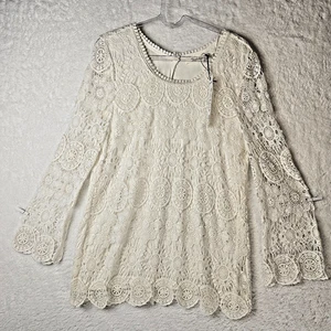 Top túnica solitario de ganchillo para mujer talla S/mini vestido coqueta romántico delicado - Imagen 1 de 11