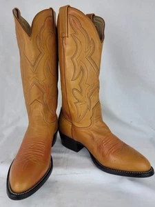 Nocona Mens Cowboy Western Boots Butterscotch Leather Size 7.5 D Made In USA. - Picture 1 of 16