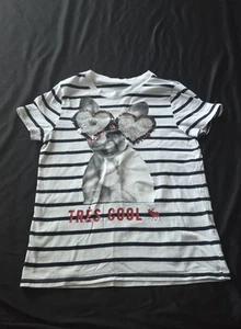 Abercrombie Kids Girls Tres Cool Striped Flip Sequin Tshirt Top 9/10 - Picture 1 of 3