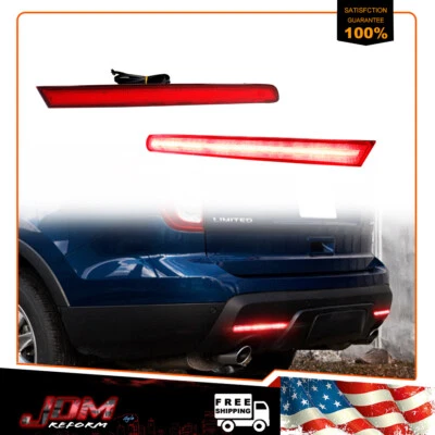 Red Lens LED Rear Bumper Reflectors Tail Brake Lights For 2011-15 Ford Explorer - Image 1 of 4