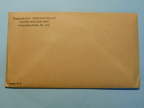 1963 US PROOF SET This is ORIGINAL with ENVELOPE STILL SEALED *UNOPENED* Cover