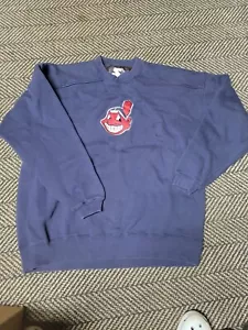 Vintage Starter Cleveland Indians Pullover Sweater Navy Size X-large - Picture 1 of 5