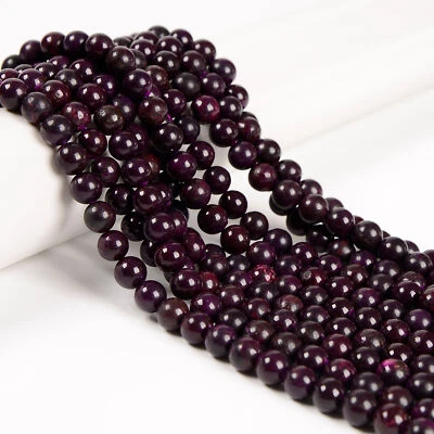 Natural Sugilite Smooth Round Beads Size 8mm 10mm 15.5" Strand - Image 1 of 3