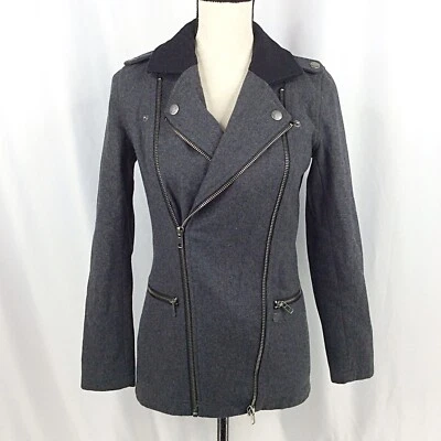 Abrigo para mujer Vans Pike Pea talla XS gris mezcla de lana moto cremallera chaqueta militar Foto 1 de 4