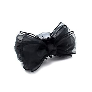 Large Black Chiffon Mesh Layer Hair Bow Plastic Claw Jaw Clip Updo Hairpin Gifts