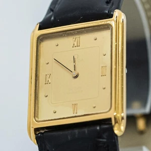 Vintage OMEGA De Ville Cal.1365 Quartz Push Crown Gold Roman 25mm Tank Men Watch - Picture 1 of 16