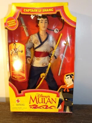 Boneca Disney Mulan Captain Li Shang com mensagem secreta Mattel 1997 #18897 NRFB - Imagem 1 de 4