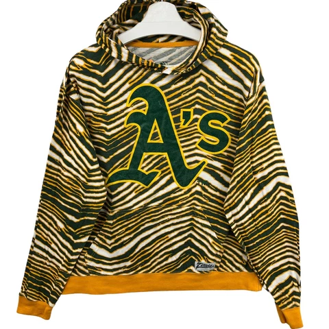 MLB Zubaz Hoodie Oakland Athletics Glove Logo Hoody Sz Mens XL Pullover Cover