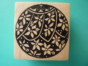 Round Ball Christmas Ornament Poinsettia Design MAGENTA Rubber Stamp - Picture 1 of 2