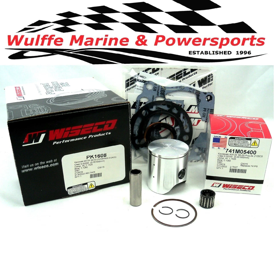 Kit de reconstrucción de extremo superior Wiseco 99-00 Kawasaki KX125 STD 54 mm cojinete de juntas de pistón Foto 1 de 1
