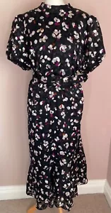Vestido Phase Eight Talla 22 24 Negro Estampado Kensley Manga Abullonada - Imagen 1 de 7