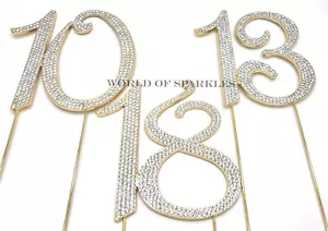 120mm Gold Diamante Rhinestone Gem Cake Pick Topper Sparkly Number Decoration - Picture 1 of 14