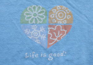 Life is Good Womens XL Relaxed Fit T-Shirt Heart with Four Seasons Graphic