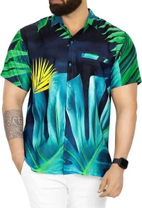 HAPPY BAY Mens Hawaiian Short Sleeve Button Down Shirts M Leaf, Multicolour - Picture 1 of 3