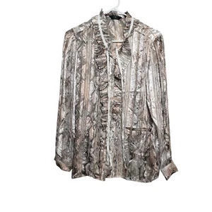 G By Giuliana Blouse Women's Large Snake Print Metallic Sheer Striped Top - Picture 1 of 11