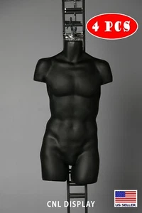 ($11 EACH) Male 3/4 torso hard plastic hanging shell form-4 pcs/pack - Picture 1 of 3