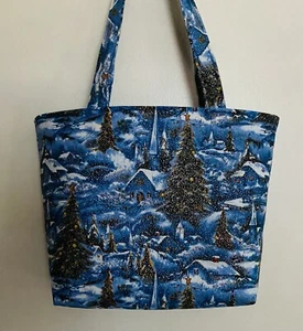 Alberi di Natale fatti a mano chiesa con glitter borsa tote bag - Foto 1 di 1