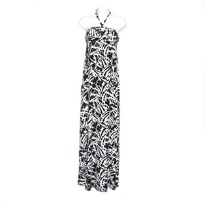 Tommy Bahama Women's Halter Maxi Dress Sz XXS Black White Tropical Floral Print - Picture 1 of 9