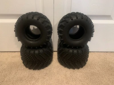 ** DURATRAX / TWINN-K ** Split V-Spike Tire Set (BULLHEAD, CLODBUSTER) Vintage - Image 1 of 3