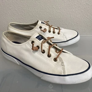 Sperry Top-Sider Damen-Sneaker 10 Pier View weiß Canvas Bootsschuhe schöner Zustand - Bild 1 von 12