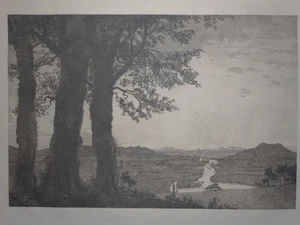 Landschaft Fluss Sonnenuntergang - Emil Anner - signierte Radierung - 1898 - Picture 1 of 5