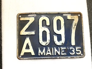 SCHÖNES Maine 1935 Nummernschild ZA 697 Originallack - Bild 1 von 2