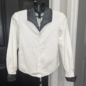 Vintage Rockies Western Shirt Women XS White Long Sleeve Burnout  Button USA - Picture 1 of 10