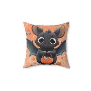 Halloween Whimsical Bat Throw Pillow and Cover Spooky Home Decor Accent Cushion - Picture 1 of 13