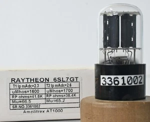 1 Stück 6SL7GT RAYTHEON MADE IN USA Amplitrex AT1000 GETESTET - Bild 1 von 10